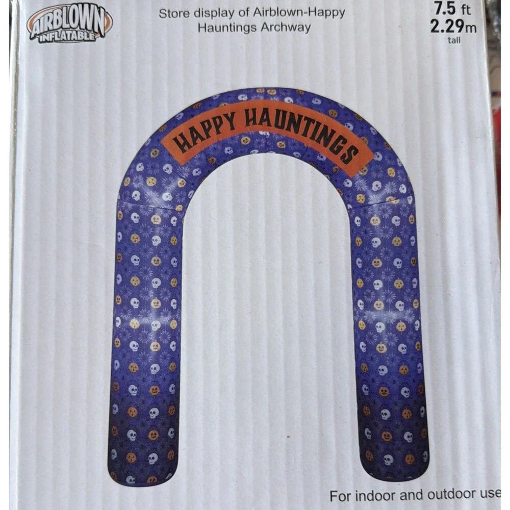 🎃 GEMMY HAPPY HAUNTINGS 7.5 FT HALLOWEEN AIRBLOWN ARCHWAY! 👻 PARTY PROP!